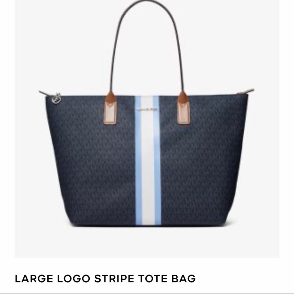 Michael Kors logo striped tote and matching wallet